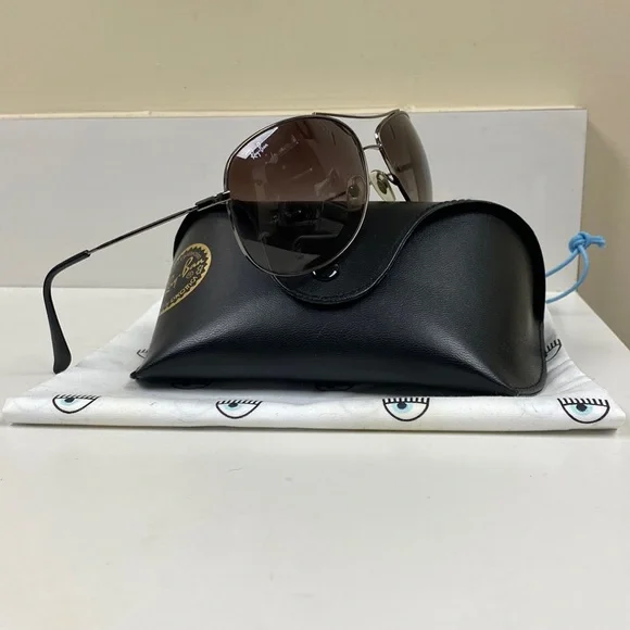 Ray-Ban 67MM Oversized Aviators made in Italy Metal Silver Frames Smokey Lenses Ray-Ban The General Polarized Aviator Sunglasses Silver  main image 3